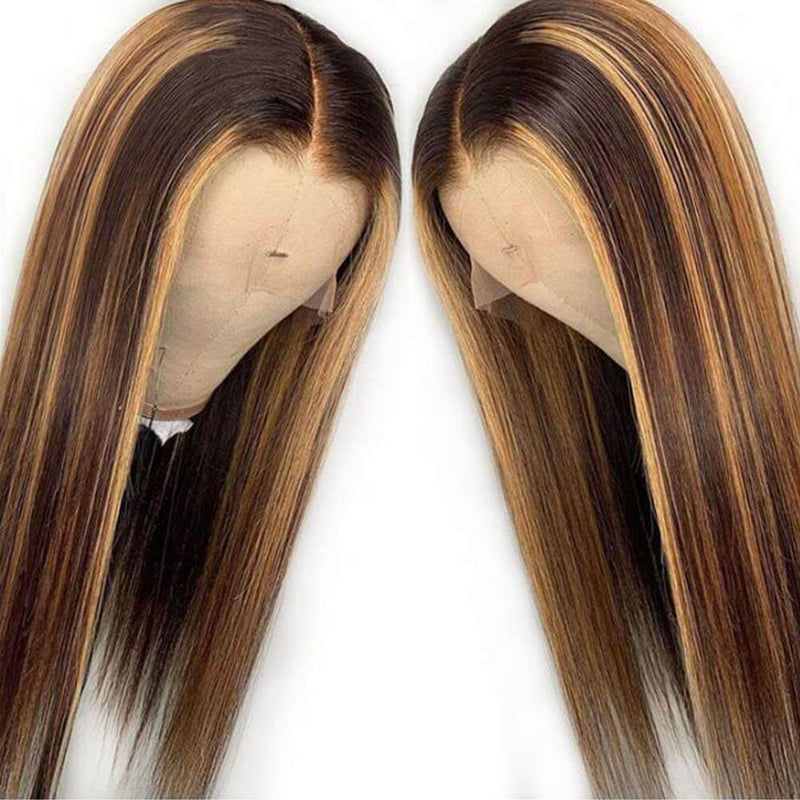 #4/27 Highlight Straight Lace Front Wigs 12A Virgin Human Hair Wigs