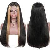 Long Highlight Straight Remy Hair Lace Front Wigs For Black Women