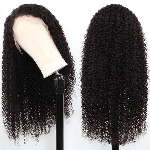 Kinky Curly Virgin Hair 200% Density Transparent Lace Front Human Hair Wigs