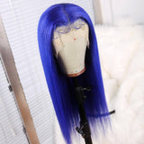 Straight Blue Lace Front Wigs 100% Virgin Human Hair with Baby Hair