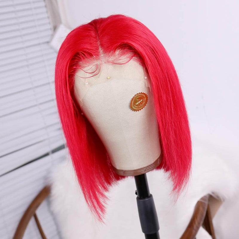 Luxurious Red Short Bob Lace Front Wigs 100% Virgin Human Hair Wigs