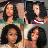 Curly Bob 100% Virgin Human Hair Lace Front Wigs For Black Women