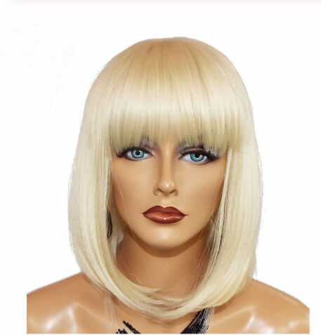 Short Bob 613 Blonde Wigs 100% Virgin Human Hair Lace Front Wigs with Bangs