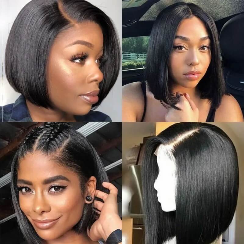 Straight Bob Lace Front Wigs 100% Virgin Human Hair for Black Women