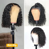 13x6 Curly Bob Lace Front Virgin Human Hair Wig Pre-Pluceked with Baby Hair