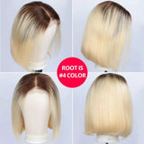 #4/613 Blonde Straight Bob Glueless Lace Front Wig Virgin Human Hair