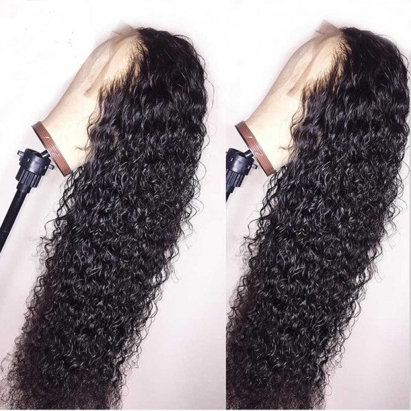 Curly Virgin Hair 200% Density Transparent Lace Front Human Hair Wigs