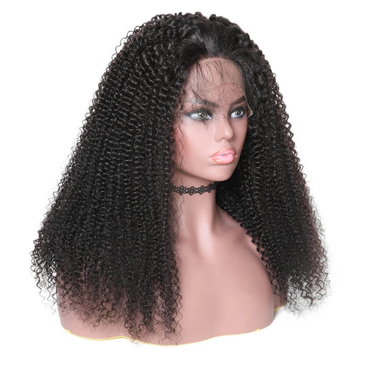 Kinky Curly Virgin Hair 200% Density Transparent Lace Front Human Hair Wigs