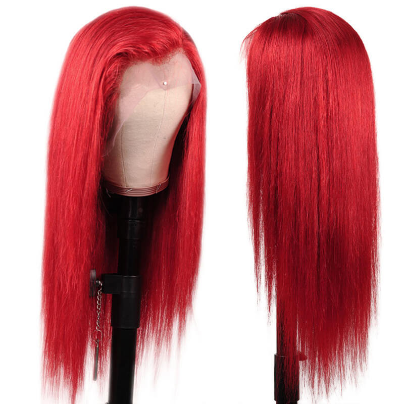 Long Straight Red 13x4 Lace Front Wigs 100% Virgin Human Hair Wigs