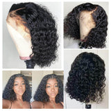 13x6 Curly Bob Lace Front Virgin Human Hair Wig Pre-Pluceked with Baby Hair