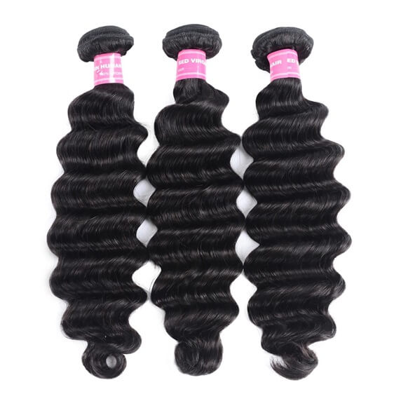 Loose Deep Wave 13x4 Ear to Ear Lace Frontal with 3 PCS Brazilian Bundles