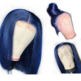 Dark Blue Straight Bob Lace Front Wigs 100% Virgin Human Hair Wigs