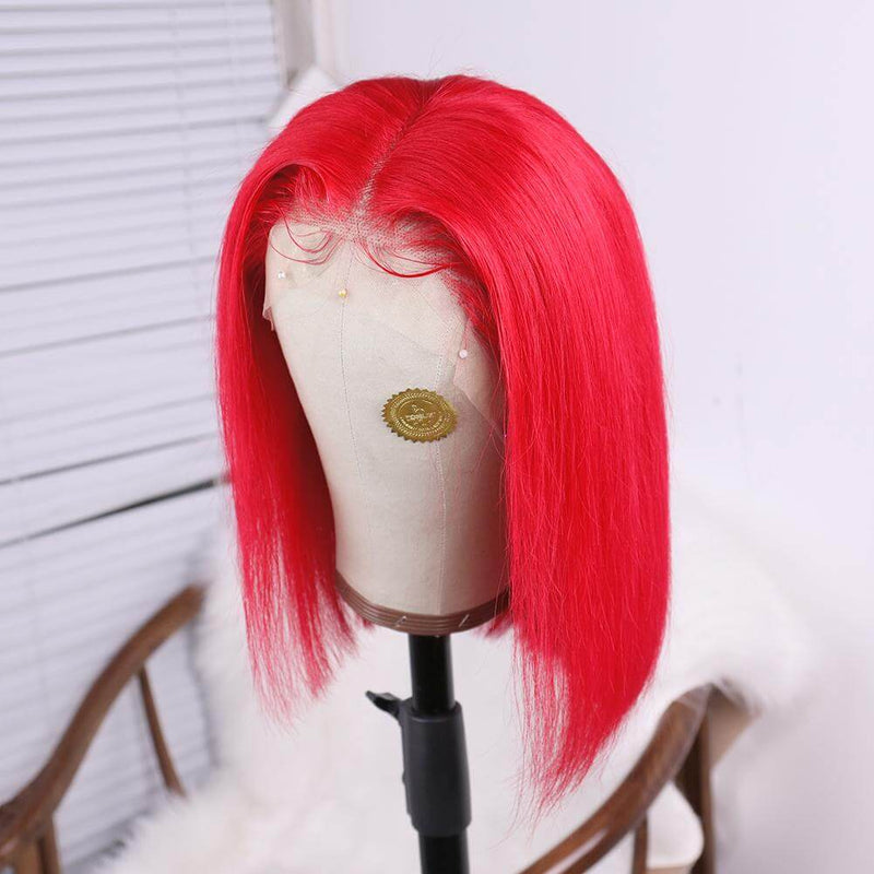 Luxurious Red Short Bob Lace Front Wigs 100% Virgin Human Hair Wigs