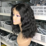 Short Bob Wave Virgin Human Hair 200% Density Transparent Lace Front Wigs