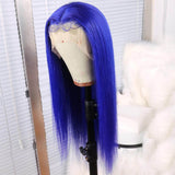 Straight Blue Lace Front Wigs 100% Virgin Human Hair with Baby Hair