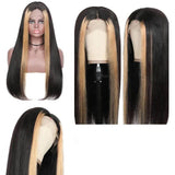 Long Highlight Straight Remy Hair Lace Front Wigs For Black Women