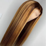 Classic Straight Highlight 180% Density Lace Front Wigs 100% Virgin Human Hair