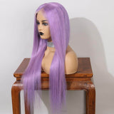 Lavender Purple Straight Lace Front Wigs 100% Virgin Human Hair with Baby Hair