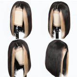 Highlight Short Bob Remy Hair Lace Front Wigs with Baby Hair For Black Women