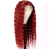 Red Deep Wave Hair Lace Front Wigs 100% Virgin Human Hair Burgundy Wigs