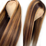 #4/27 Highlight Straight Lace Front Wigs 12A Virgin Human Hair Wigs