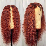 13x6 Orange Curly Lace Front Wig 100% Virgin Human Hair Ginger Wig