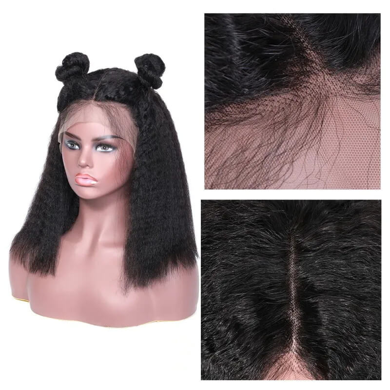 Kinky Straight 12A Virgin Hair 180% Density Lace Front Wigs with Baby Hair