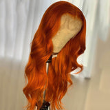 Orange Body Wave Ginger Wavy Remy Human Hair Transparent Lace Front Wigs