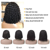 13x6 Curly Bob Lace Front Virgin Human Hair Wig Pre-Pluceked with Baby Hair