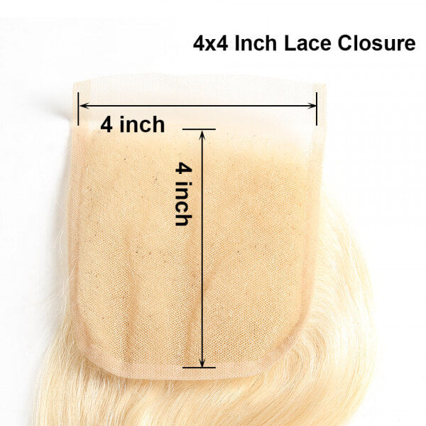 Brazilian 613 Blonde Body Wave 4x4 Closure with 3 PCS Top Quality Bundles