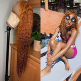 Orange Curly Hair Lace Front Wigs 100% Virgin Human Hair Warm Orange Wigs