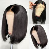 Silk Straight Bob Transparent Lace Front Wigs 100% Virgin Human Hair