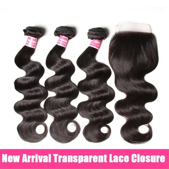 Body Wave 3pcs Bundles with 4x4 Closure Remy Human Hair Weave with Closure