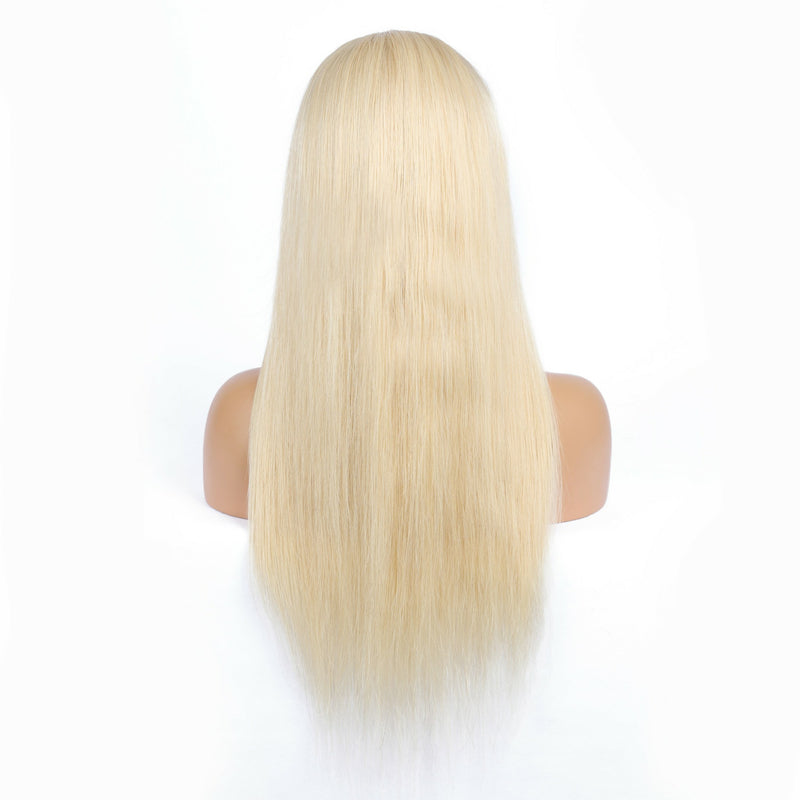 100% Virgin Hair Pure 613 Blonde Straight Lace Front Wigs with Baby Hair