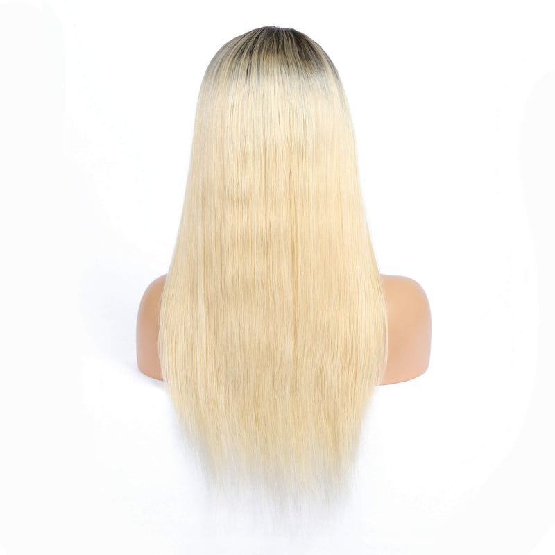 1b/613 Blonde Silk Straight Glueless Lace Front Wig 100% Virgin Human Hair