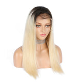 1b/613 Blonde Silk Straight Glueless Lace Front Wig 100% Virgin Human Hair