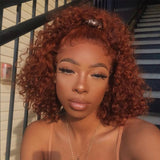 Ginger Curly Orange Lace Front Wigs 100% Virgin Human Hair Wigs with Baby Hair