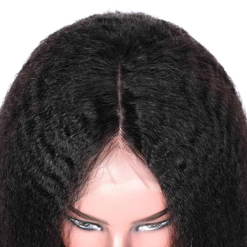 Kinky Straight 12A Virgin Hair 180% Density Lace Front Wigs with Baby Hair