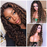 Highlight Curly Water Wave 100% Virgin Human Hair Lace Front Wigs