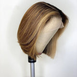 Straight Highlight Short Bob Ombre Lace Front Wigs 100% Virgin Human Hair