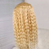 100% Virgin Human Hair Pure 613 Blonde Curly Lace Front Wigs with Baby Hair