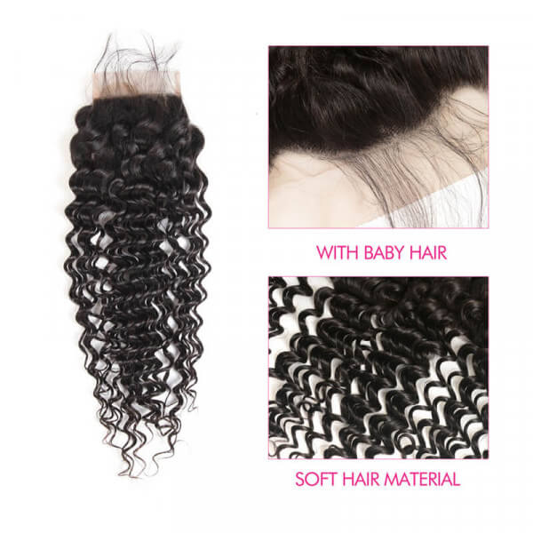 Deep Wave 3pcs Bundles with 5x5 Closure Remy Human Hair Weave with Closure