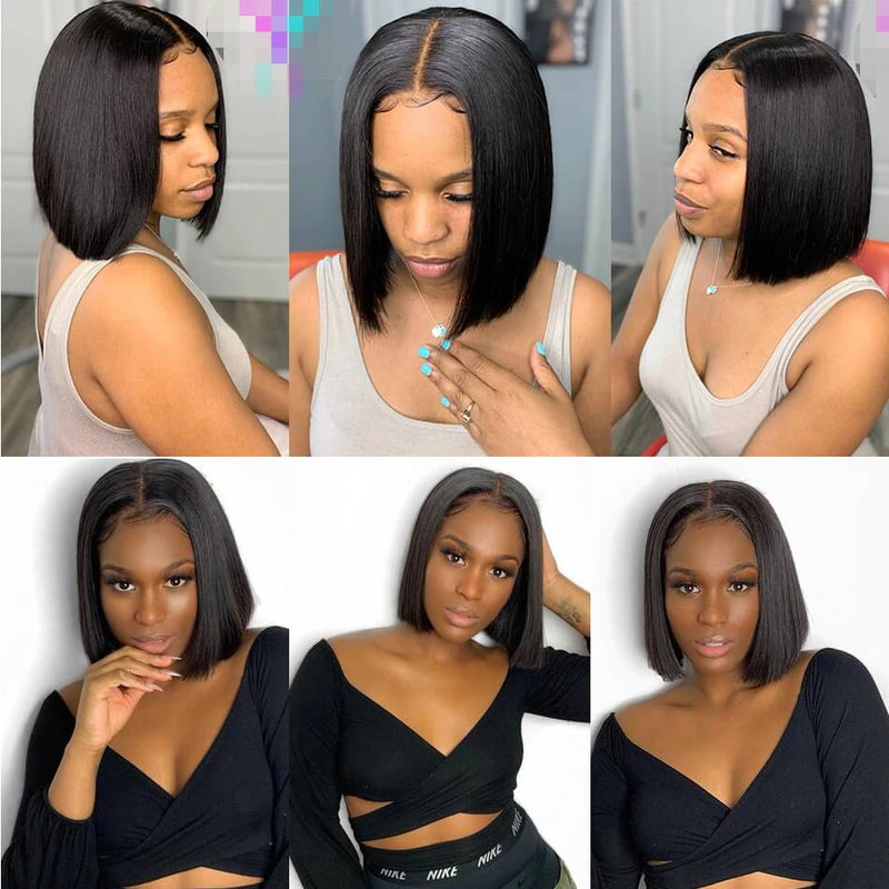 Straight Bob 13x6 Lace Front 100% Virgin Human Hair Wig Pre-Pluceked