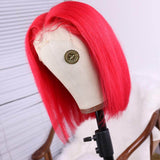 Luxurious Red Short Bob Lace Front Wigs 100% Virgin Human Hair Wigs