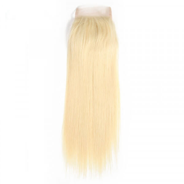 613 Blonde Straight Virgin Hair 4x4 Transparent Lace Closure
