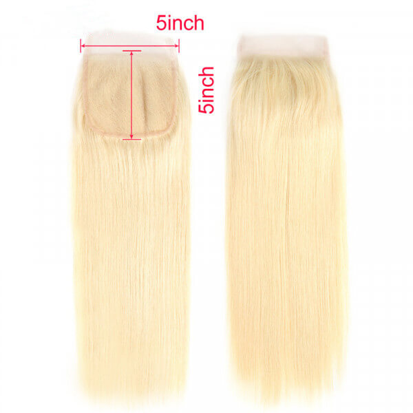 Brazilian 613 Blonde Straight 5x5 Closure with 3 PCS Top Quality Bundles