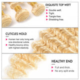613 Blonde Deep Wave 5x5 Closure with 3 PCS Brazilian Remy Hair Bundles