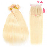 Brazilian 613 Blonde Straight 5x5 Closure with 3 PCS Top Quality Bundles