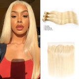 Brazilian 613 Blonde Straight 13x4 Lace Frontal with 3 PCS Top Quality Bundles
