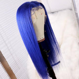 Straight Blue Lace Front Wigs 100% Virgin Human Hair with Baby Hair